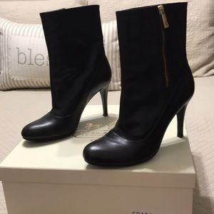 Brown leather heel boots